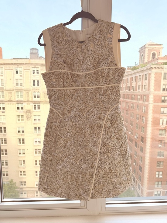 J. Mendel Dresses & Skirts - J. Mendel Ivory and Beige Leaf-Pattern Mini Dress